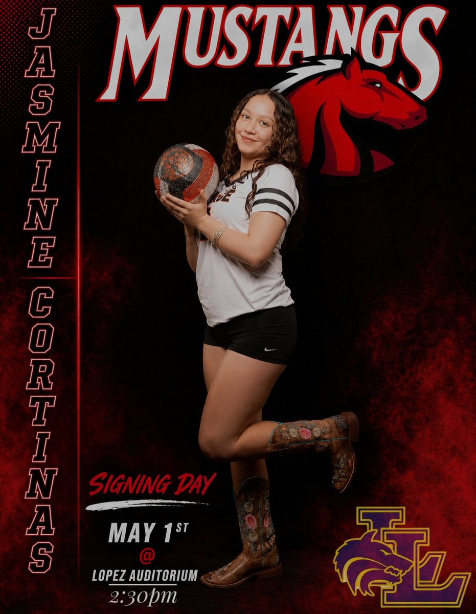 LHSLopezLobos's tweet photo. Join us as we celebrate #JasmineCortinas on her Signing Day with the Mustangs! 🐎🏐 This is more than a ceremony; it’s the start of her next chapter.
📅 May 1st
⏰ 2:30 PM
📍 Lopez Auditorium
#SigningDay #Mustangs #NextLevel #StudentAthlete #LopezLobos #OnceALoboAlwaysALobo https://t.co/OPgfzlgswW