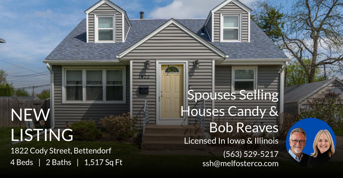 creaves4's tweet image. 📍 New Listing 📍 Take a look at this fantastic new property that just hit the market located at 1822 Cody Street in Bettendorf. Reach out here or at (563) 529-5217 for more information

#lovewhatyoudo #spousessellinghousesqc #QCRE... homeforsale.at/1822_CODY_STRE…