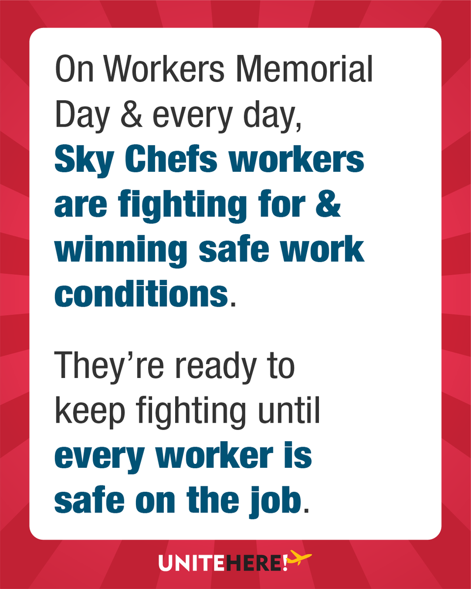 unitehere's tweet photo. Today is Workers Memorial Day, and drivers for LSG Sky Chefs are still asking… ARE WE SAFE?

They're set to keep fighting until EVERY worker is safe on the job. https://t.co/aOuyBoSpmn