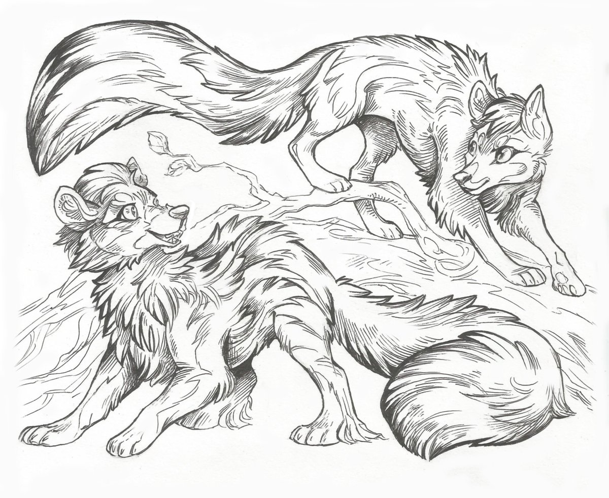 Taski_Guru's tweet image. Line art of fantasy mixes (siblings) adoptables (closed) #lineart #fox #skunk #line_art #fawn #moth #hybrid