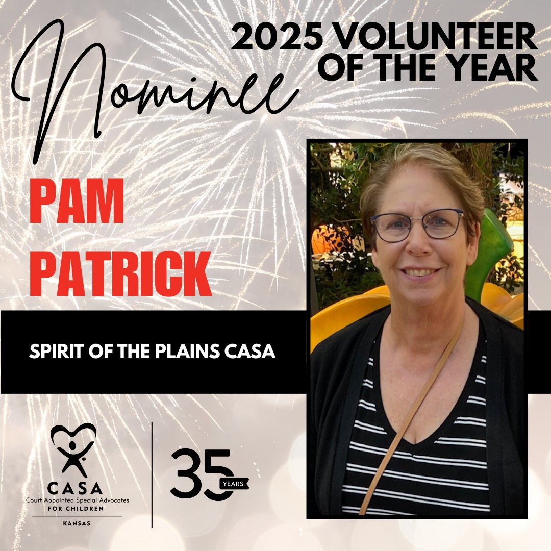 CASAkansas's tweet image. 🌟Congrats to Pam, 2025 Volunteer of the Year nominee!🌟
Since 2021, she’s been a powerful advocate, showing up, speaking up, and ensuring children feel seen, heard, and supported. 💙
#CASA #VolunteerOfTheYear