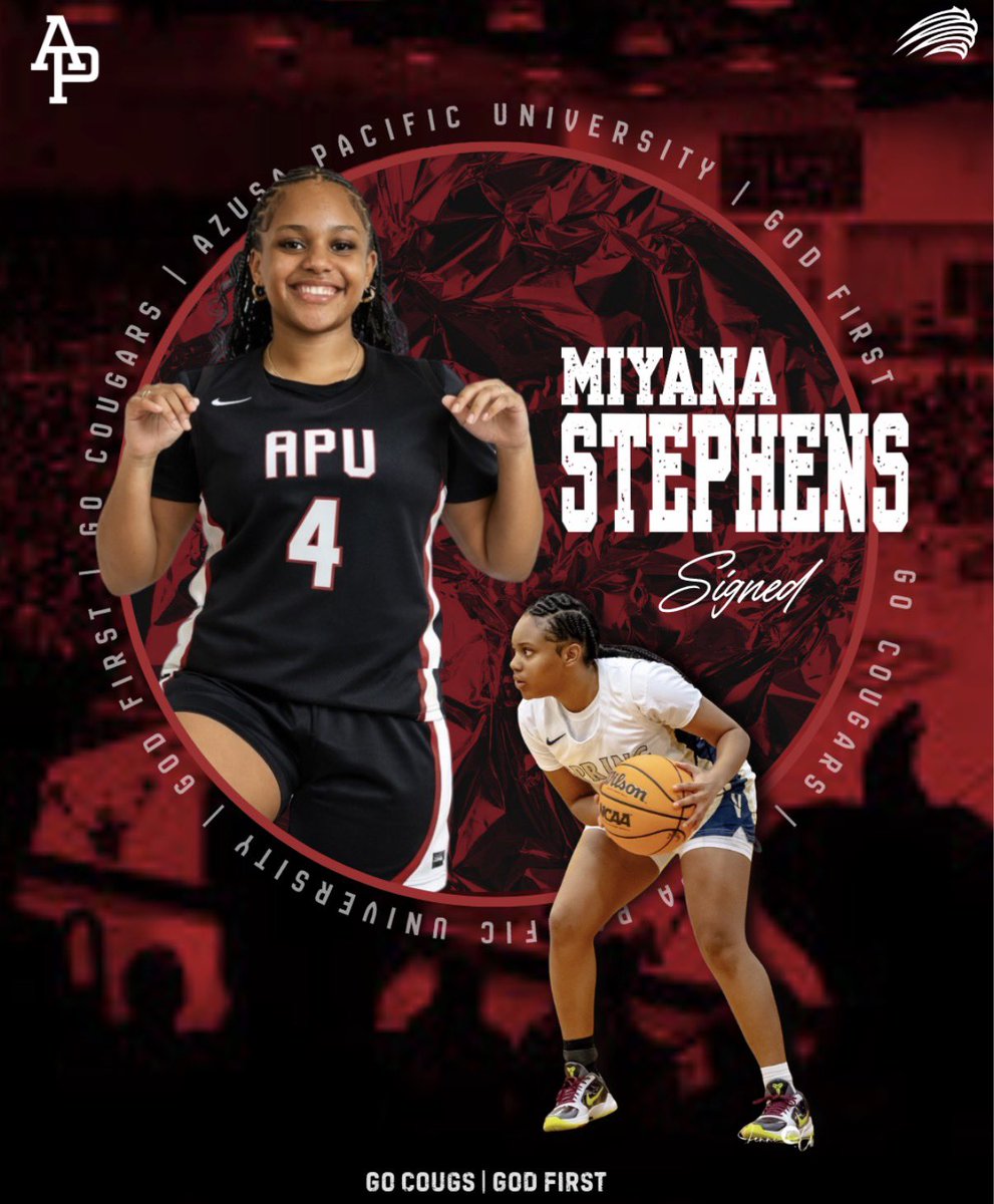 ApuWbb's tweet photo. 🚨Commitment Alert 🚨 

We’re excited to welcome Miyana Stephens to our 2026 Class! 🐾

Welcome to the Zu,Miyana! 

#APUWBB | #GodFirst | #GoCougs https://t.co/JlBeWFFmnE