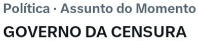 freu_rodrigues's tweet photo. Olha o assunto do momento! Bora dobrar a meta?
GOVERNO DA CENSURA https://t.co/5gr77BhrjI