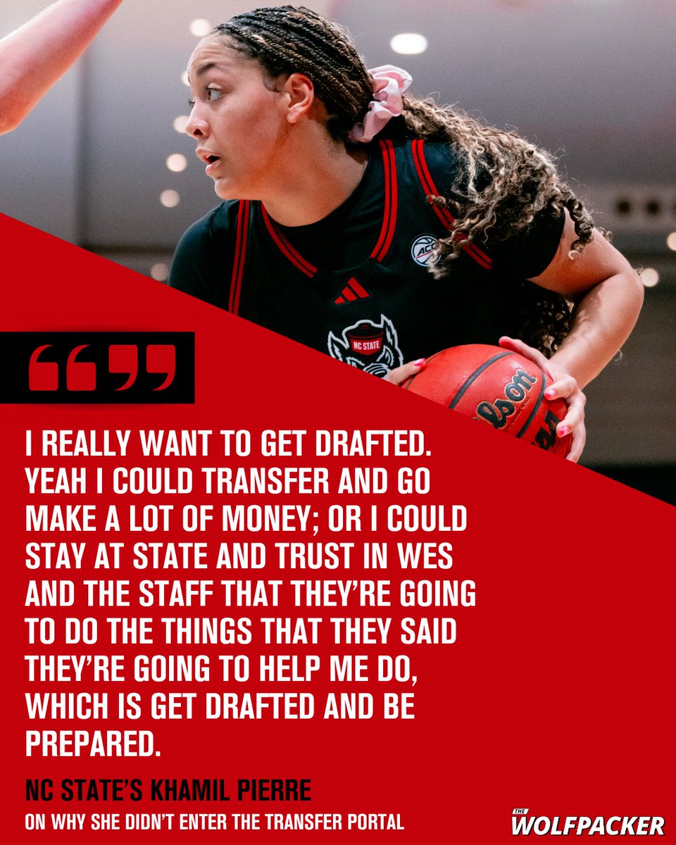 TheWolfpacker's tweet photo. Khamil Pierre would have been one of the most coveted players available if she entered the transfer portal. She, however, believes NC State is the best place for her.

More here: https://t.co/3s3Acf5xpA https://t.co/9lr7h15D5t