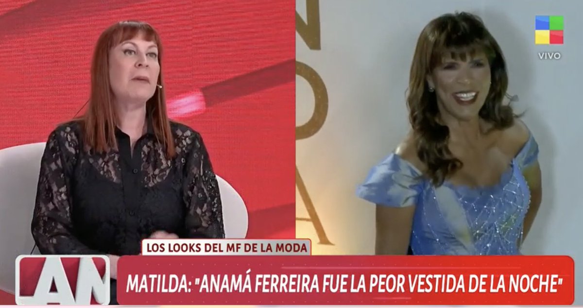 DataConVeneno's tweet photo. #MatildaBlanco: "El bordado, el largo del corsette, todo me da raro, fue la peor vestida de la noche" sentencio contra @AnamaFerreira en #LAM @AngeldebritoOk  @matildablanco #MFModa https://t.co/0MfEwWPFTU