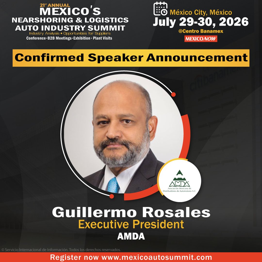 OnlineMEXICONOW's tweet image. Join the future of Mexico’s auto industry! 🇲🇽🚗

Attend the Nearshoring &amp;amp; Logistics Auto Industry Summit. Connect with global players, gain strategic insights, and expand your network.

🔗 Register here: mexicoautosummit.com

#Automotive #Nearshoring #B2B