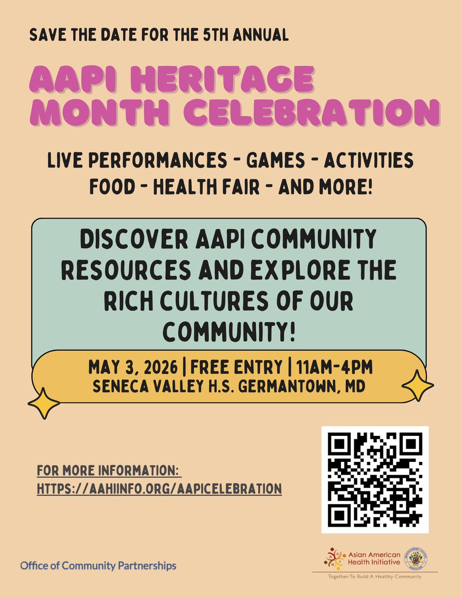 AAHI_Info's tweet image. 🎉Celebrate with us on Sunday, May 3, 2026, from 11am-4pm! Discover AAPI community resources and get health screenings like bone density and eye screenings at the event. For more event info. check out: aahiinfo.org/aapicelebratio….🎉 #MinorityHealthMonth #CommunityEvent
