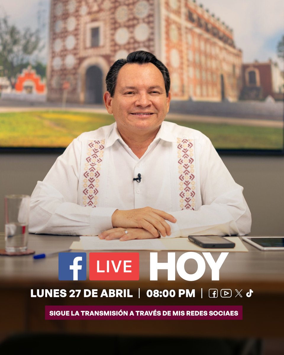 huachodiazmena's tweet image. 🔴 #HOY a las 8:00 p.m., los esperamos en nuestro #FacebookLive, donde les informaré sobre las acciones más recientes que hemos realizado por el #bienestar de las y los yucatecos.