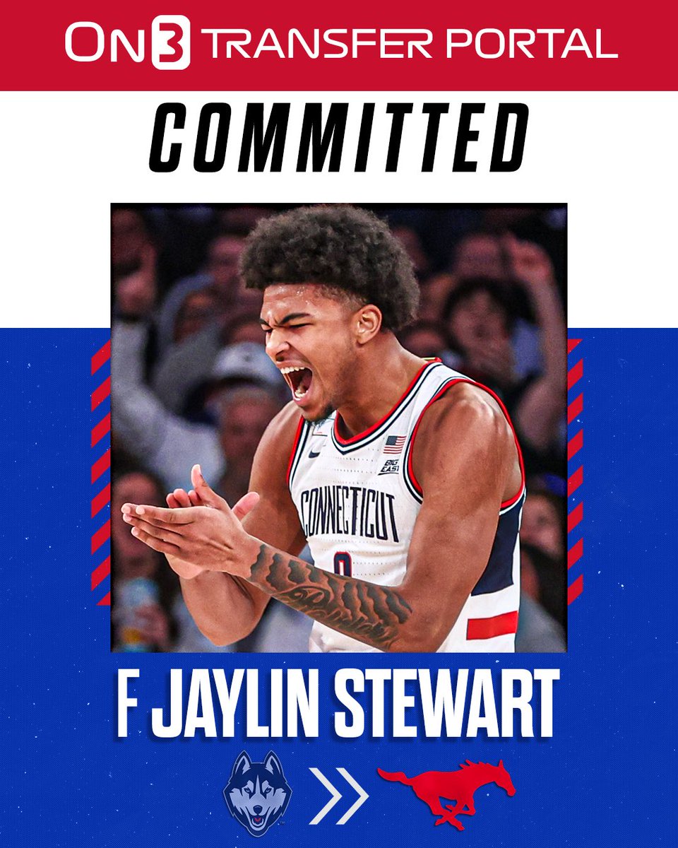 BillyEmbody's tweet photo. BREAKING: UConn transfer Jaylin Stewart has committed to SMU Basketball, per source. 

https://t.co/aDOqD6NK6D https://t.co/MkKlisXJAD