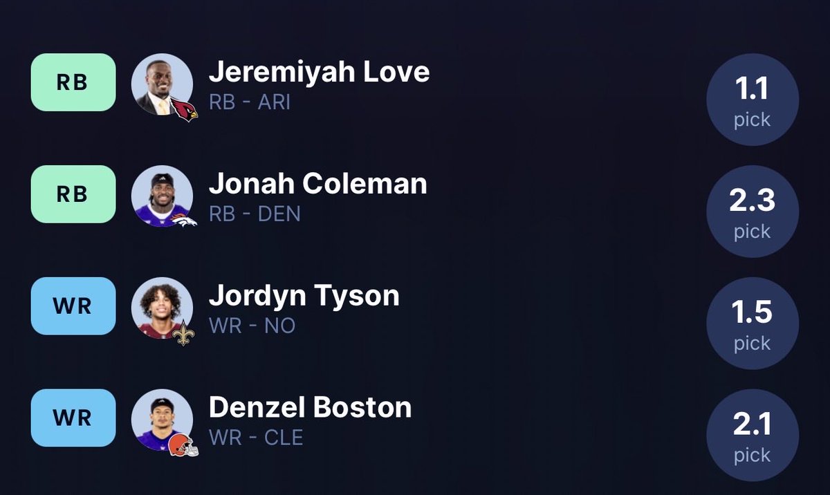 FleaFlickerBall's tweet photo. @DynastyDadFF Rookie Draft. How did I do? https://t.co/EF4C2ZEt5I