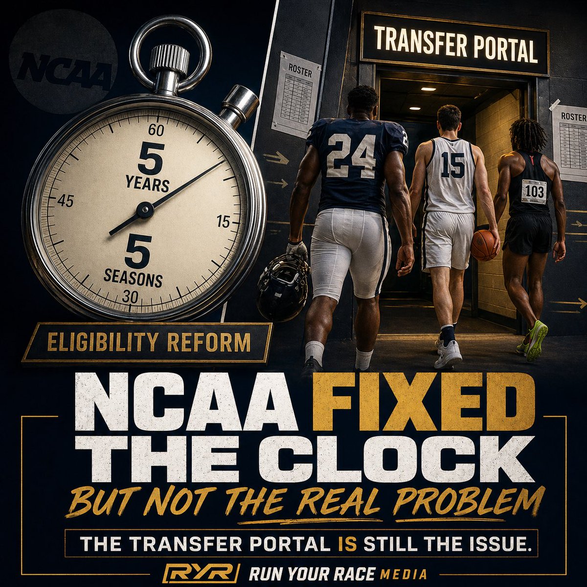 RunYourRaceM's tweet photo. The NCAA Fixed the Clock, But Not the Real Problem

https://t.co/ECvShDuKwT https://t.co/pfejHhRmRg