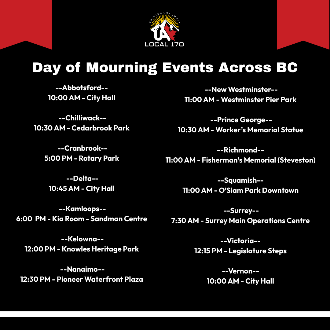UALocal170's tweet photo. Please join your local Day of Mourning event tomorrow. https://t.co/cf8U6iOPsG