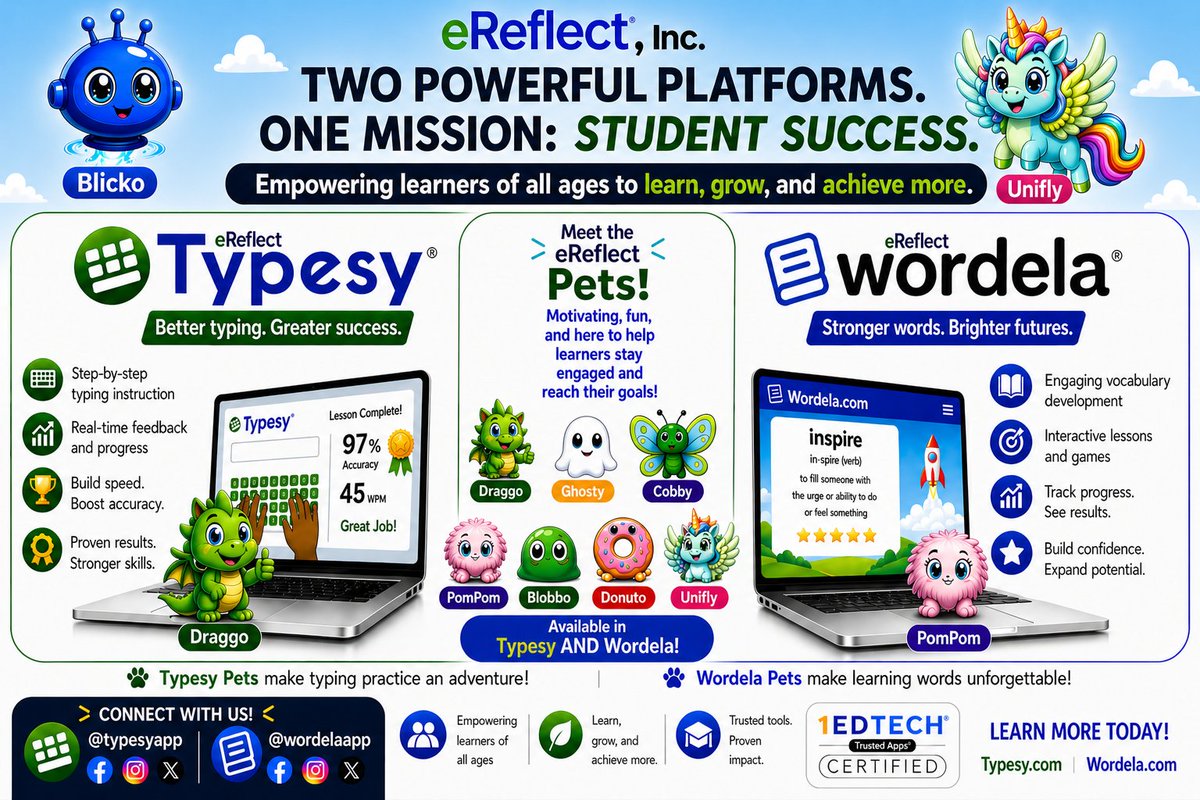MDSForTheKids's tweet image. @ereflect @WordelaApp  @TypesyApp 
#edtech #teachertwitter #teachersofX #edutwitter #K12 #notlesstechtherighttech Start a trial of either platform (or both) by sending a DM today!
