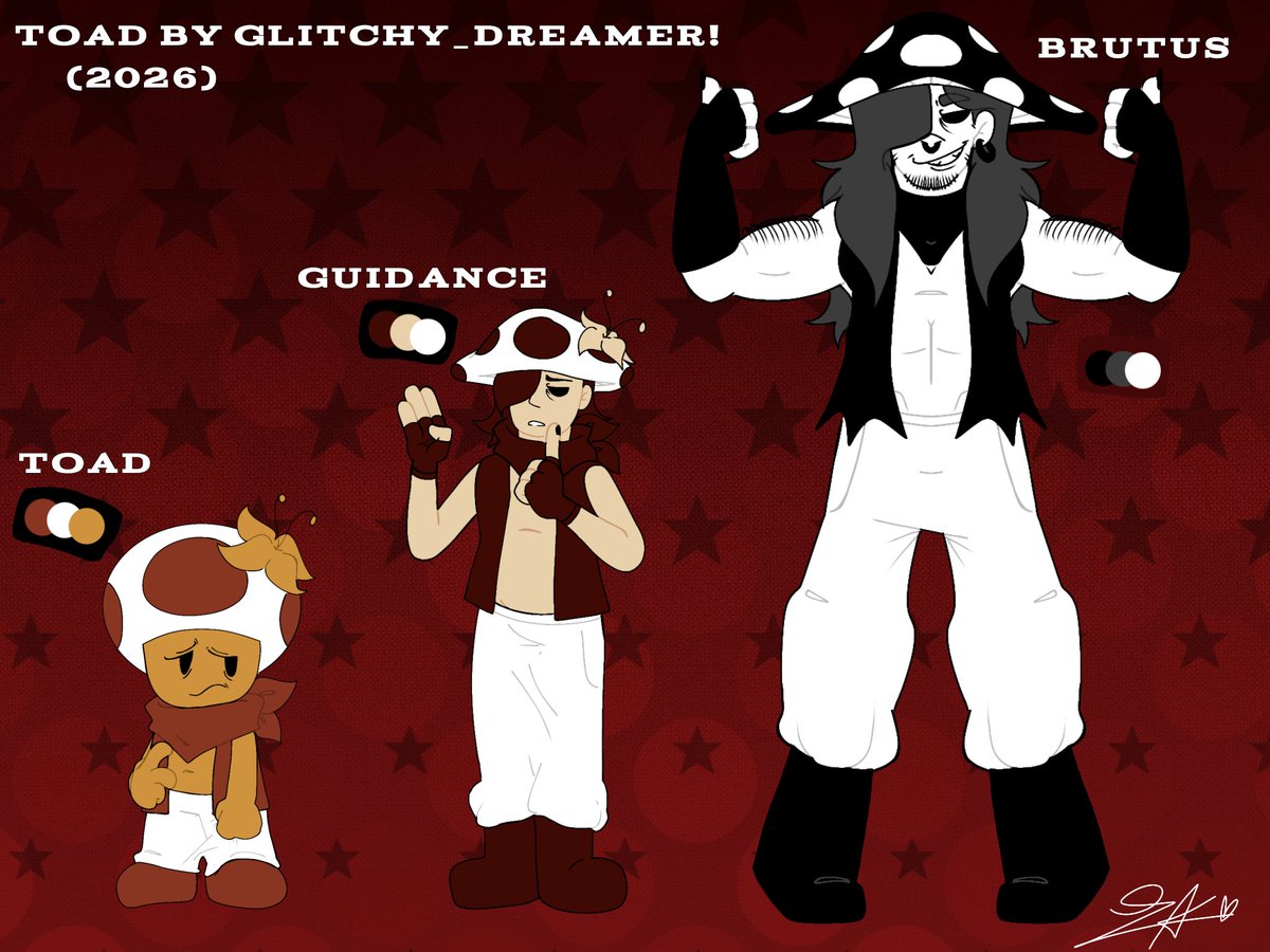 Glitchy_Dreamer's tweet photo. New TOAD reference sheet !!! (2026) 
#Horrorbrewoc #TOADhorrorbrew #Mario85 https://t.co/K1BhjXBiUo