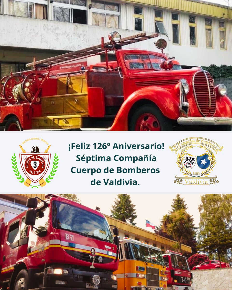 En su 126° aniversario, saludamos a <a href="/SeptimaValdivia/">Séptima CBValdivia</a> , destacando su historia de servicio, compromiso y entrega a la comunidad.

#Valdiviacl