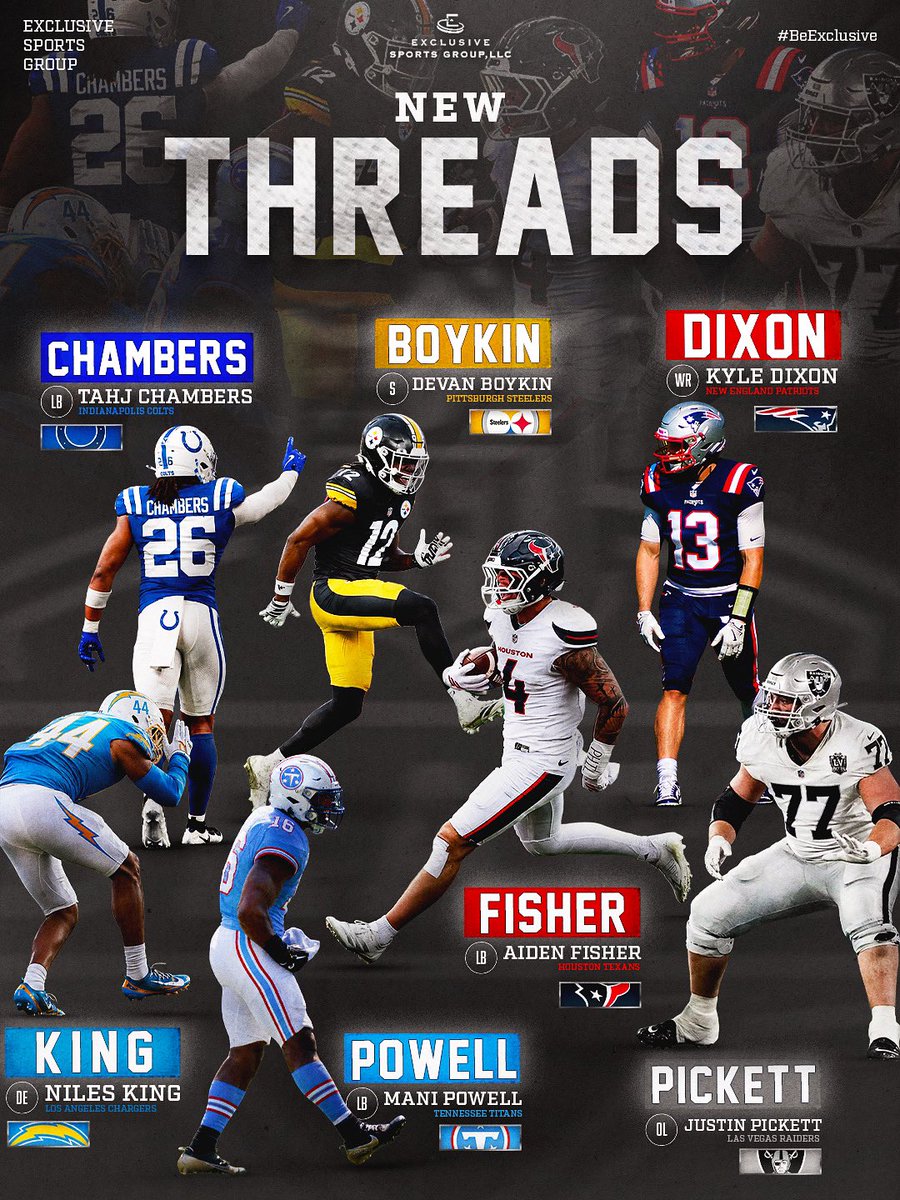 Exclusive_SG's tweet photo. New Threads 🔄 #BeExclusive 

• @theaidenfisher • @kyledixon_ • @justinpickett55 • @Tahjchambers11 • @thedevanboykin • @powell_mani • @Niles_00 https://t.co/6LmwlphTUC