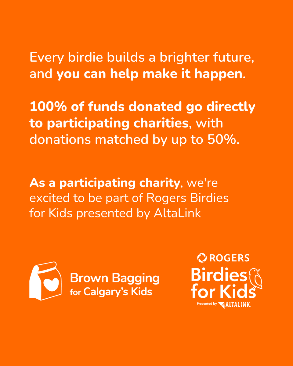 BrownBaggingIt's tweet photo. As a participating charity, we're excited to be part of Rogers Birdies for Kids presented by AltaLink.

100% of funds donated go directly to participating charities, with donations matched by up to 50%. Support the Rogers Charity Classic today.
👉 https://t.co/8Y8xVu3sv0

#BB4CK https://t.co/ypCtKLpPIM