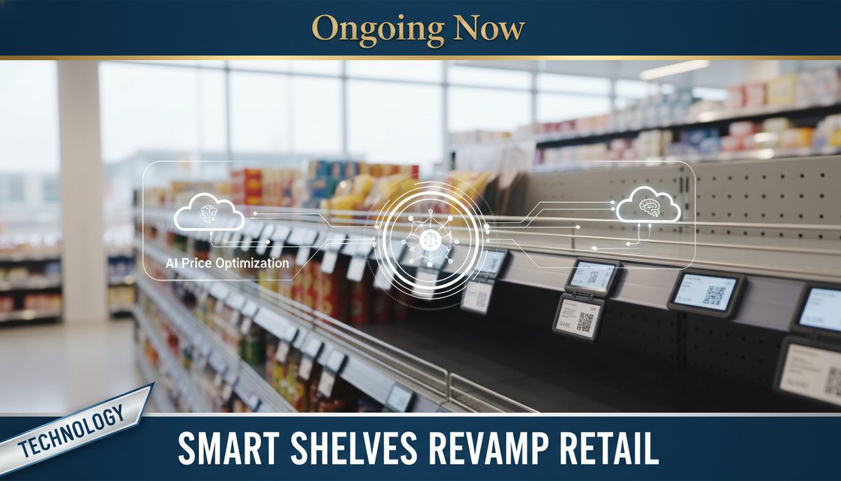 OngoingNowX's tweet image. How do electronic shelf labels work in high-volume retail? Beyond E-ink displays, these systems integrate with AI to manage thousands of real-time price updates. #ESL #RetailTech #IoT #AI