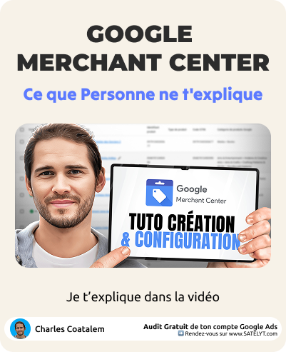 CharlesCoatalem's tweet photo. Google Merchant Center : beaucoup en parlent, peu savent vraiment le configurer correctement.

J'ai publié une vidéo complète sur ma chaîne YouTube qui couvre tout, de zéro : création du compte, configuration étape par étape, les erreurs à éviter dès le départ.

Si vous faites du e-commerce ou que vous gérez des campagnes Shopping, c'est 12 minutes qui peuvent vous éviter des heures de problèmes.

Le lien 
👉 https://t.co/qclHFVvUph

PS: Le premier Audit est Gratuit.
On s'en parle en MP ?

-----------------------------------------------
Je suis Charles, le fondateur de SATELYT.
On scale les campagnes Google Ads des e-commerçants ambitieux.

+80 Marques Accompagnées et 6M€/an de campagnes sous gestion.

📅 Tu veux savoir si tes campagnes sont vraiment optimisées ?
Clique sur "𝗣𝗿𝗲𝗻𝗱𝗿𝗲 𝘂𝗻 𝗿𝗲𝗻𝗱𝗲𝘇-𝘃𝗼𝘂𝘀" sur mon profil.