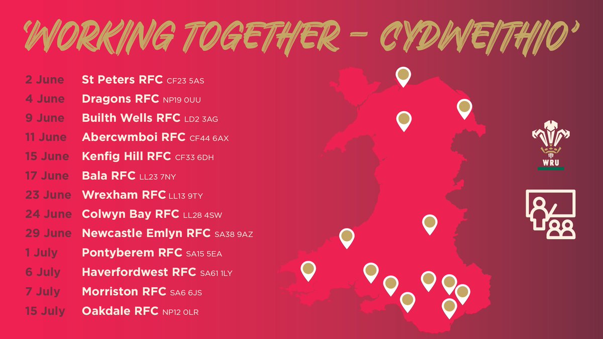 WRU_Community's tweet image. We are thrilled to launch our 4th Annual Safeguarding Roadshow 'Cydweithio - Working Together'. This year focusing on supporting our neurodivergent players, coaches &amp;amp; club members. We'd love you to join us at one of 13 venues across Wales - forms.gle/Z9hLiShwjFizpD… #Safeguarding
