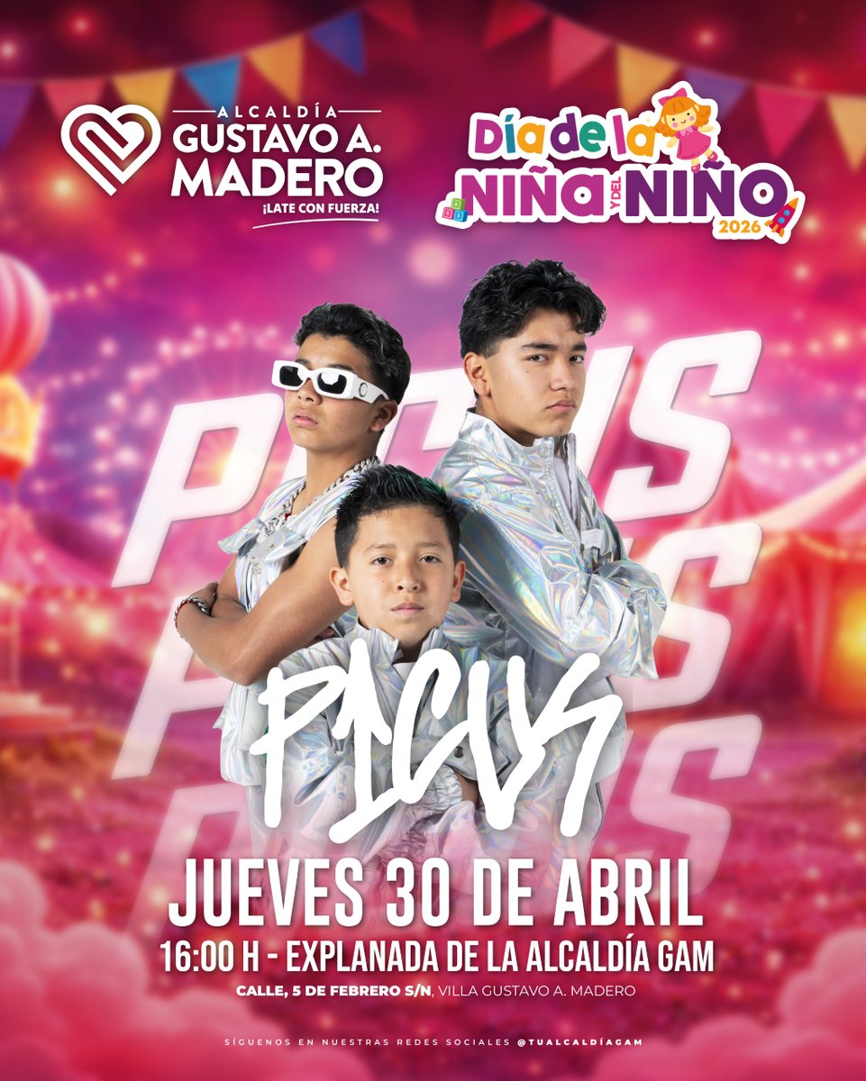 TuAlcaldiaGAM's tweet photo. 🎉🌈 ¡La diversión ya se siente en la GAM!
Este Día de la Niña y del Niño 👧🧒, ven con tu familia y disfruta una tarde llena de juegos y alegría. 🥳🎠
💥 Los Picus llegan con toda su energía para hacerte cantar y bailar 🤩🎶
📅 30 de abril | 🕓 16:00 h
#PICUS #GAMDiaDelNiño https://t.co/a9A6Tdlnct