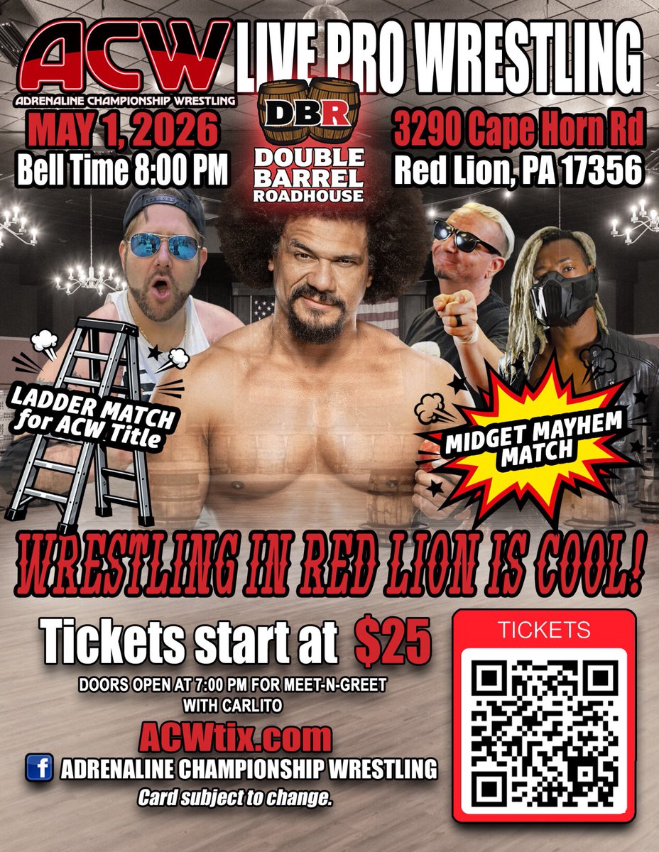 GrimsToyShow's tweet photo. I step in the ring with Carlito and James Ellsworth this Friday at @ACW_Pro get tickets at https://t.co/7WGVLmTI0G https://t.co/tMEyX1Y9Vu