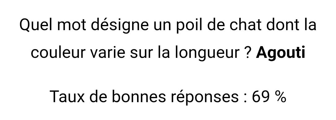 beta3093's tweet image. April 28, 2026:
The answer to the question posed between 12:00 AM and 5:59 AM (🕐🇫🇷) #animalwebaction is:

                     "C. Agouti"

Is a #Cat #Hair whose color varies along its length

🚨Retweet widely! 69% Correct answers

animalwebaction.com/fr/don-gratuit…