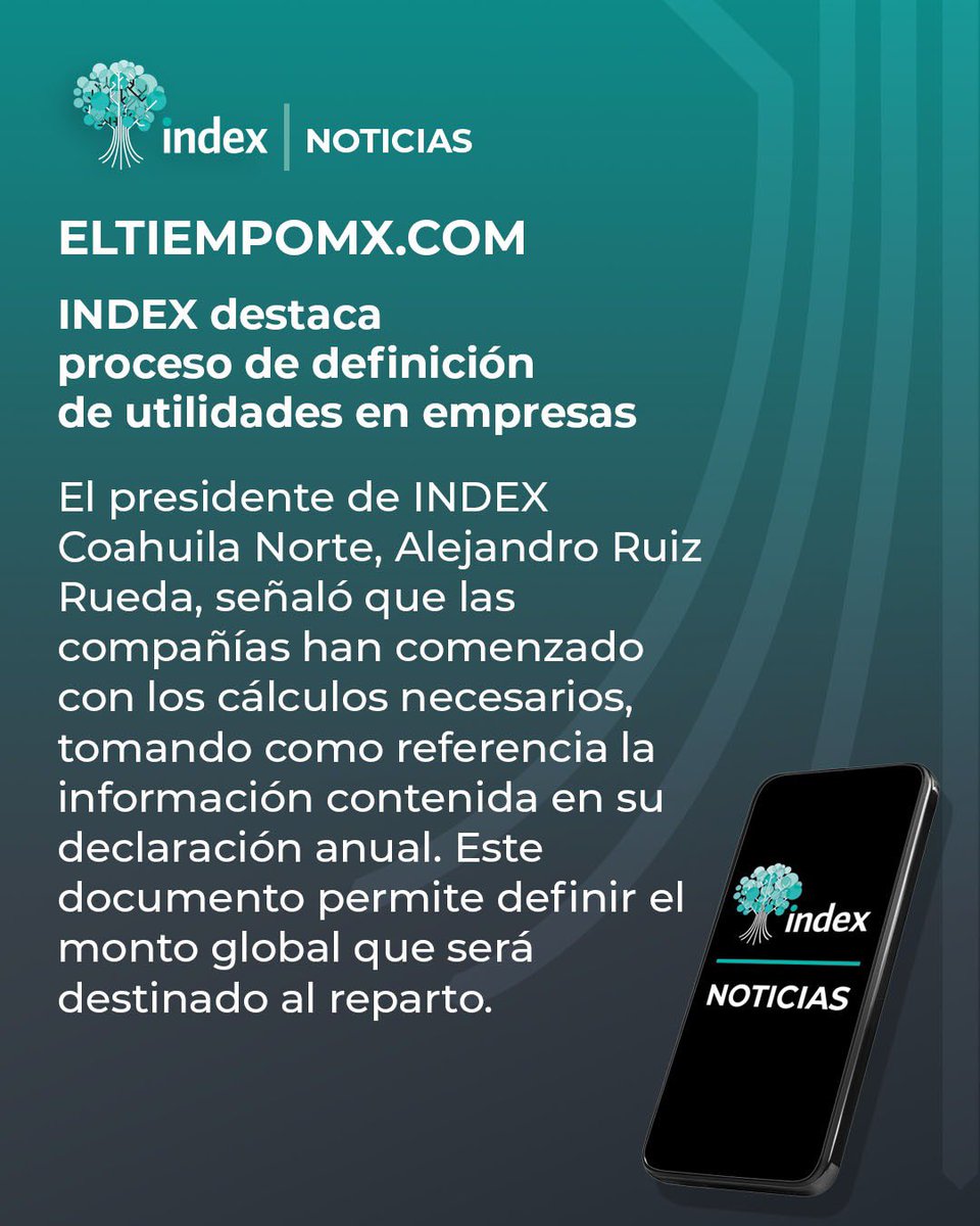 index_nacional's tweet image. Lee la nota completa en: lnkd.in/e3ZAFGQZ

#Index #RepartoDeUtilidades #PTU #CumplimientoLaboral #RelacionesLaborales #CapitalHumano #IndustriaManufacturera #EmpresasResponsables #MarcoLaboral #DerechoLaboral #Productividad #Competitividad #EntornoEmpresarial #Talento