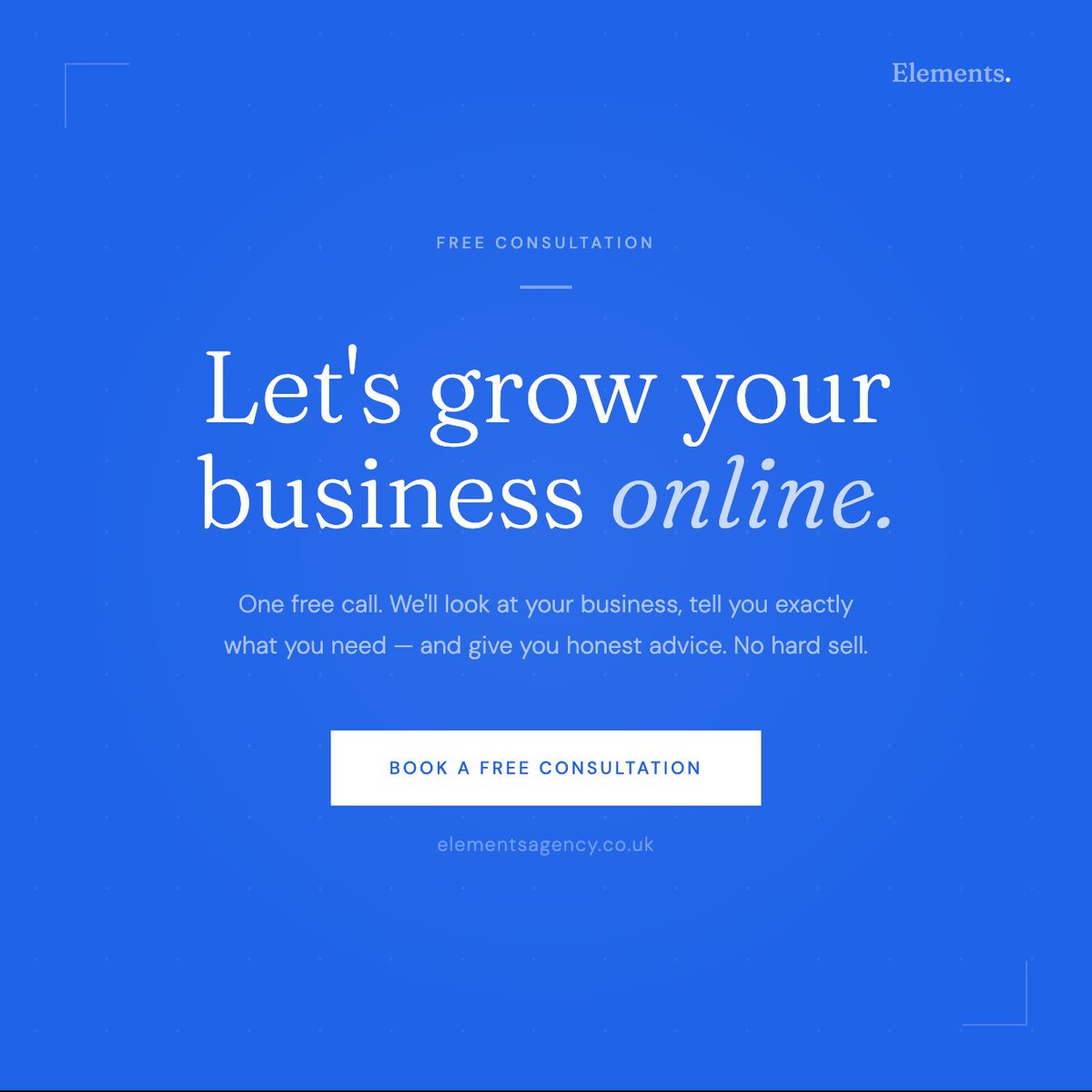 hello_elements's tweet image. Free consultation — we'll look at your business and tell you exactly what you need online.

No hard sell. Just honest advice.

→ elementsagency.co.uk

#webdesign #smallbusinessuk #digitalmarketing