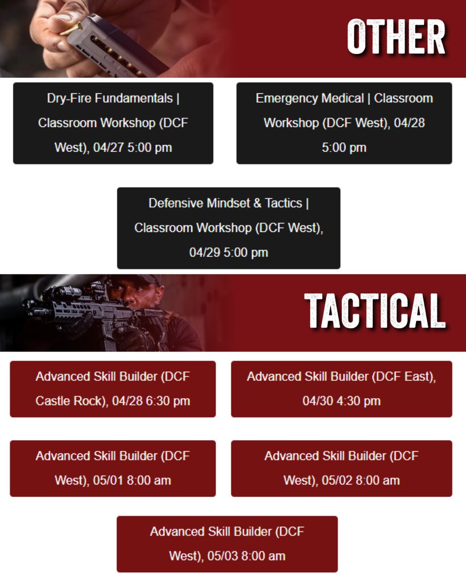 DCFGuns's tweet image. Ready to train? Here's this week's class schedule!

#DCF #Training #2A #Indoorrange #Castlerock #ColoradoSprings