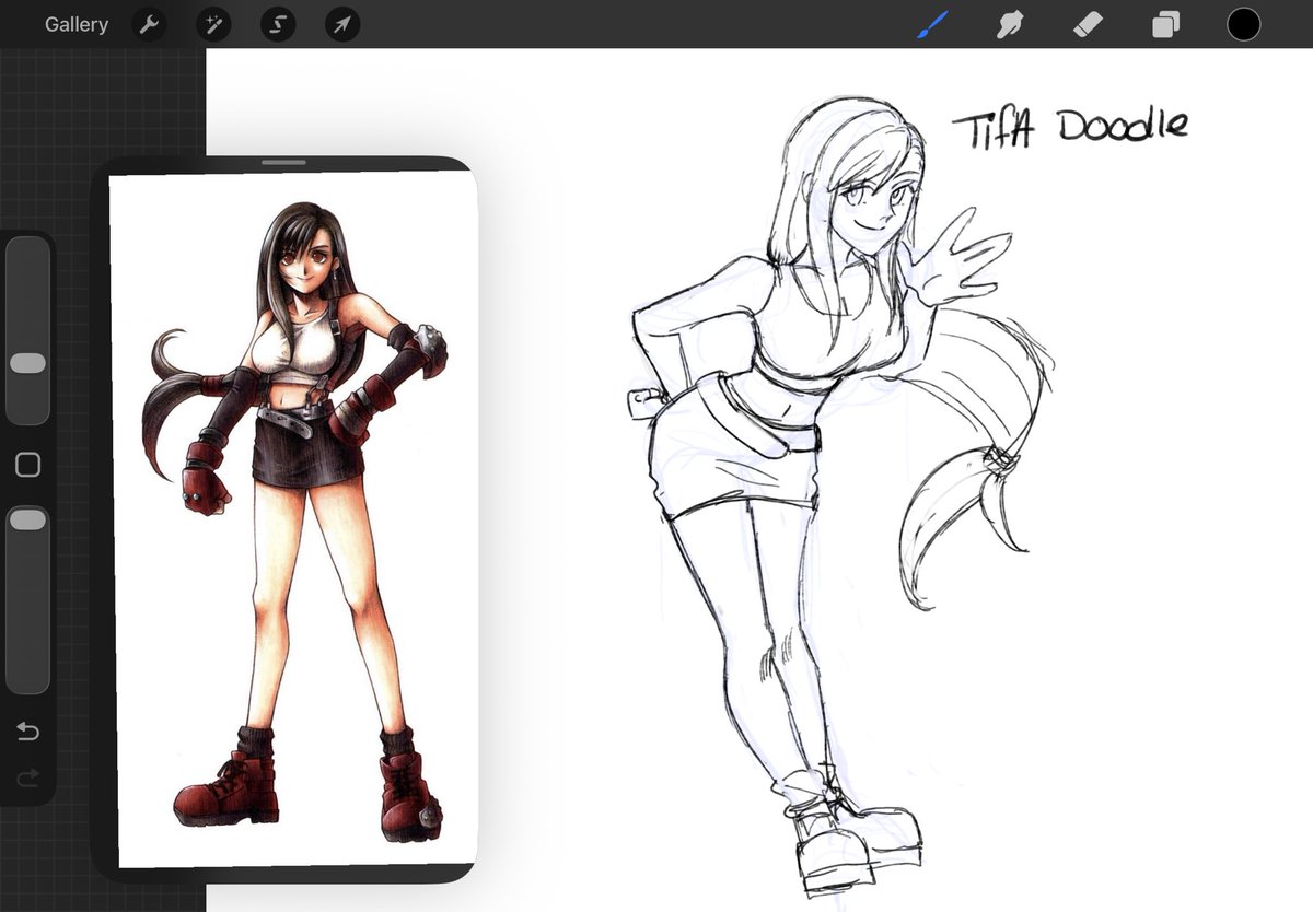 Promptaa's tweet photo. Tifa doodle 

#tifa #finalfantasyVII https://t.co/EdQF3xRNP9