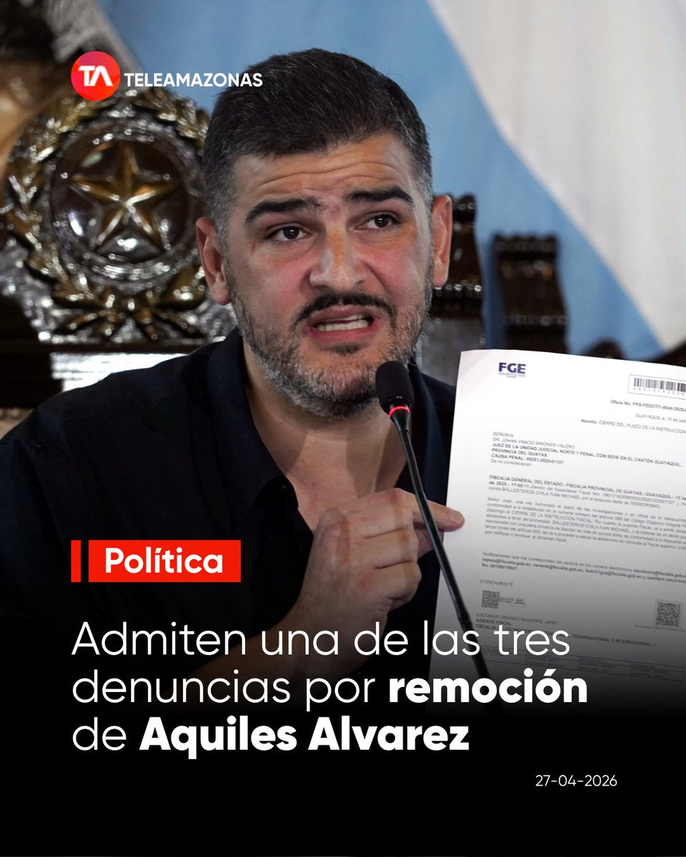 #Atención | Se activa el proceso de remoción del alcalde de Guayaquil, Aquiles Alvarez. La comisión municipal encargada admite una de las tres denuncias presentadas. Los detalles aquí: f.mtr.cool/tkibyhmtjm