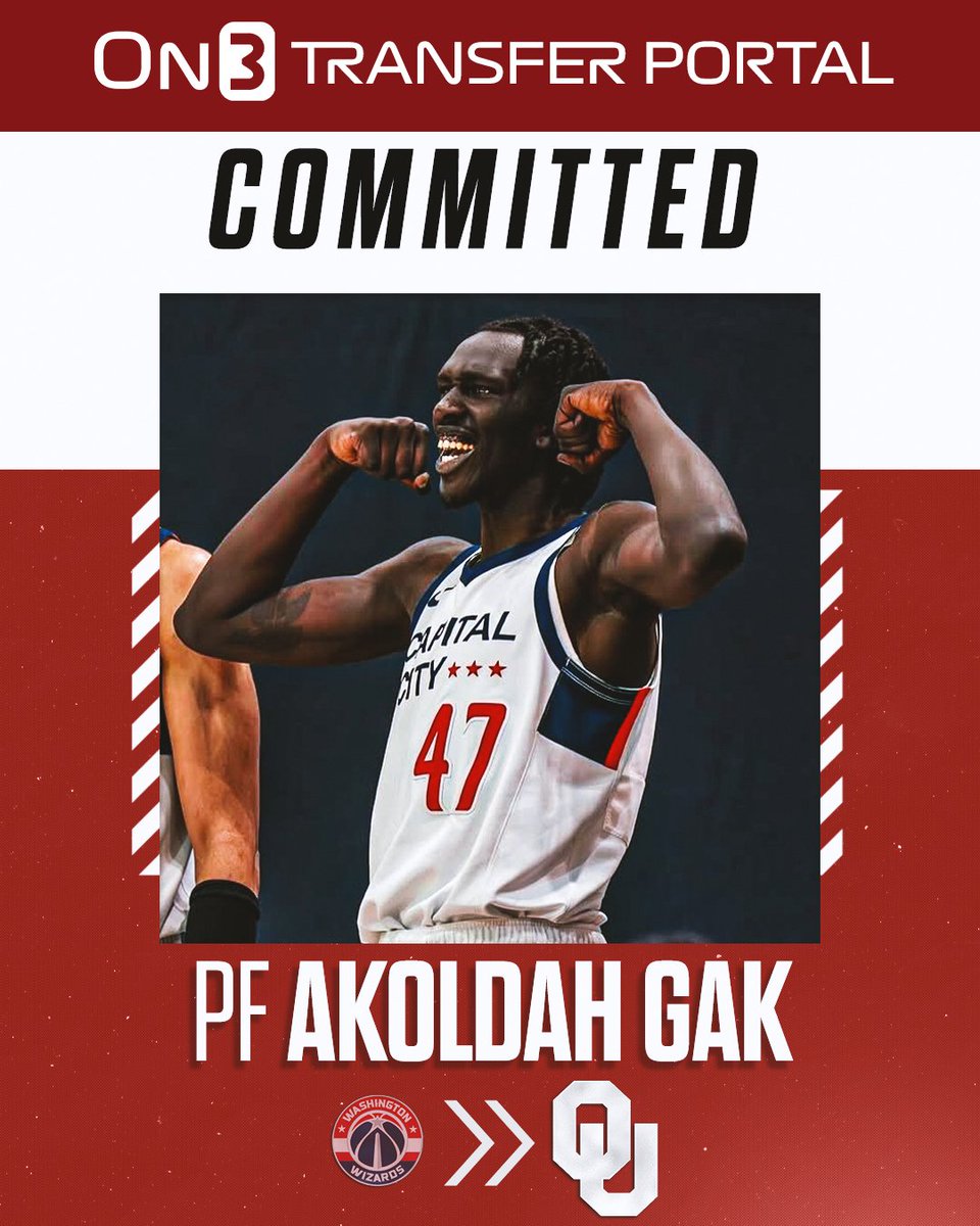 BREAKING: Washington Wizards G-League center Akoldah Gak has committed to Oklahoma, <a href="/JoeTipton/">Joe Tipton</a> confirms⭕️

on3.com/college/oklaho…