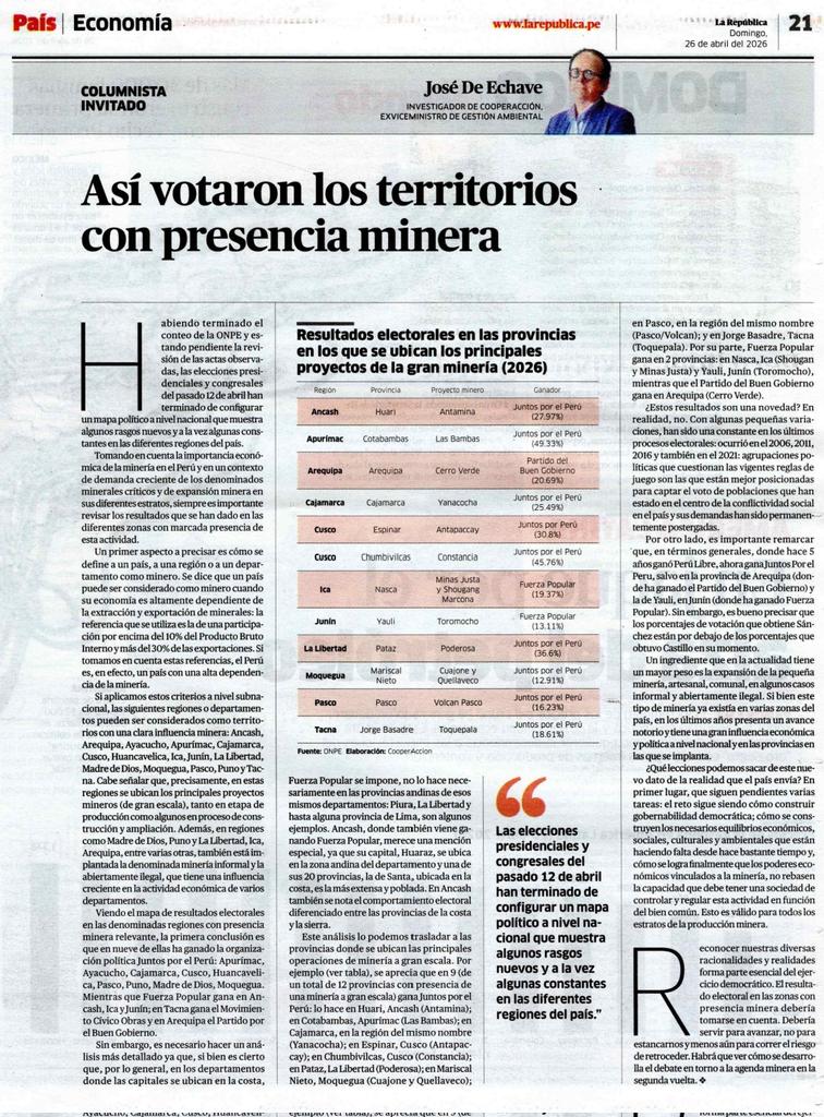 Comparto artículo publicado ayer en La República