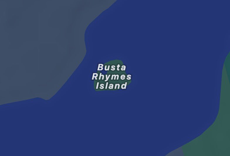 Namumuk's tweet photo. Just saw that there’s an island named Busta Rhymes Island in Shrewsbury… 😑 https://t.co/j6UgVqCROg
