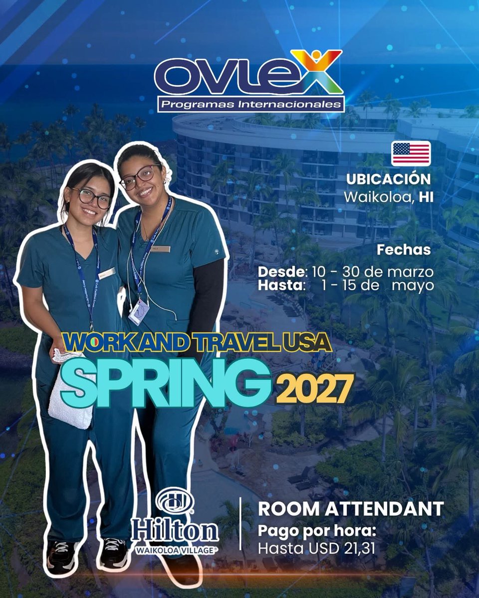 Ovlex_ec's tweet image. 🌴Este no es un destino cualquiera… es Hawái 🇺🇸, uno de los lugares más exclusivos y soñados del mundo 🔥👉

Work and Travel Spring 2027

Costa: 0990532542
Sierra: 0968987253

#WorkAndTravel #Hawaii #OVLEX #Spring2027 #SueñaEnGrande ExperienciaUSA
