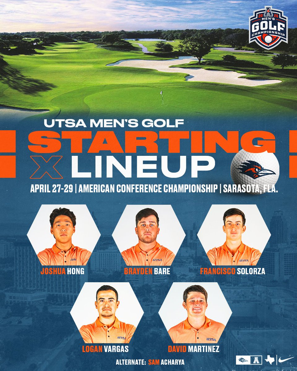 UTSAMensGolf's tweet image. It's Moving Day!

🆚 American Conference Championship
⛳️ Ritz-Carlton Members Club
📍 Sarasota, Fla.
ℹ️ goUTSA.com/mginfo
📊 goUTSA.com/mgstats

#LetsGo210 | #BirdsUp 🤙