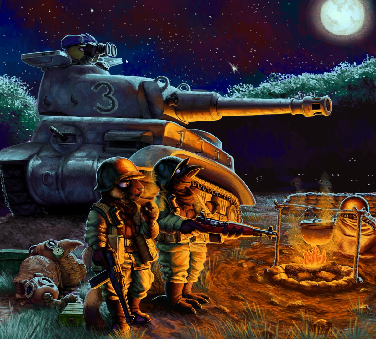 A simple fox with gas mask tweet media