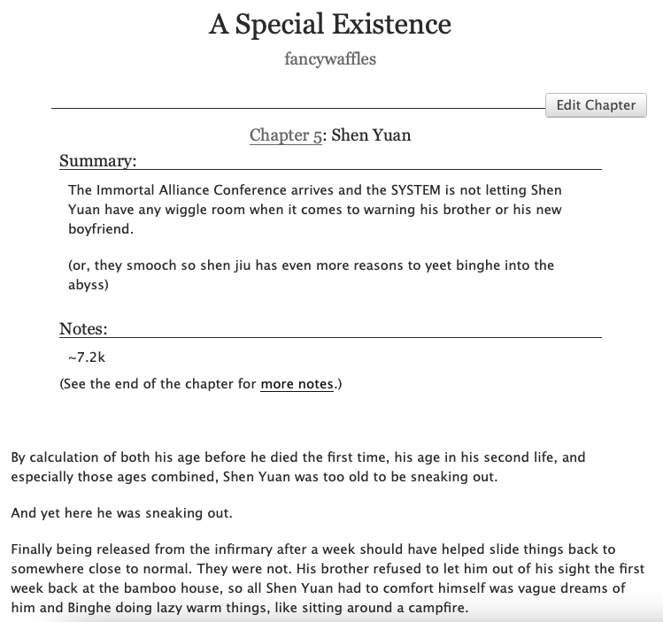 waffle_fancy's tweet image. A Special Existence | ~37K | M | In Progress {RTs ❤️)} #svsss #bingqiu Chapter 5 updated!  

It only takes a literal head injury for Shen Yuan to finally realize Binghe wants to smooch. Also Immortal Alliance Conference ahoy.

archiveofourown.org/works/82634641…