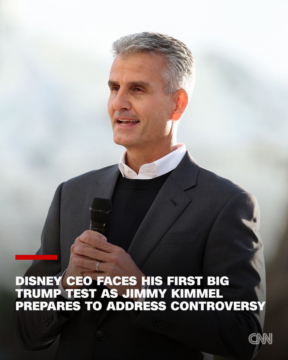 CNN's tweet image. New Disney CEO Josh D’Amaro, who succeeded Bob Iger just six weeks ago, is facing his first big Trump test. cnn.it/4vUcf4p