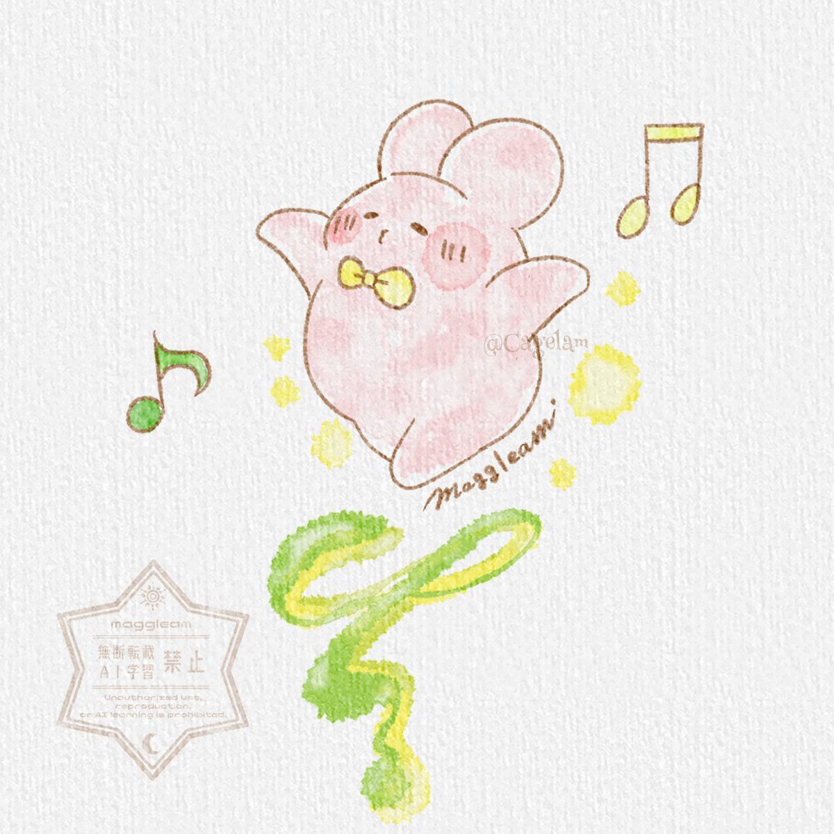 おはようございます️☀️︎
火曜日!!

『軽やかに♪今日を楽しもう♬』

 #本日のぷにょん 
 #イラスト  #ゆるいイラスト