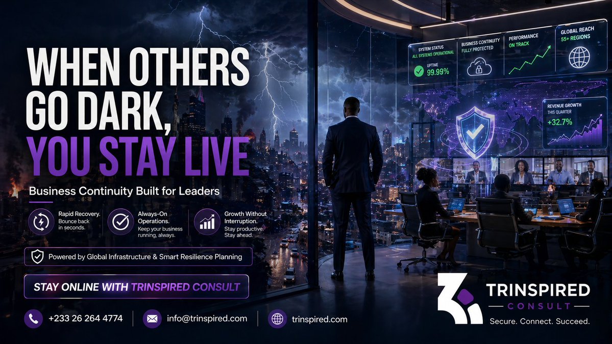 _Trinspired's tweet image. Downtime kills growth. 📉

Trinspired Consult delivers failover in seconds not hours with access to 55+ global datacenters. High availability isn’t a luxury anymore, it’s the standard.

📞 +233 26 264 4774
🌐 trinspired.com
#BusinessContinuity #Uptime #Trinspired