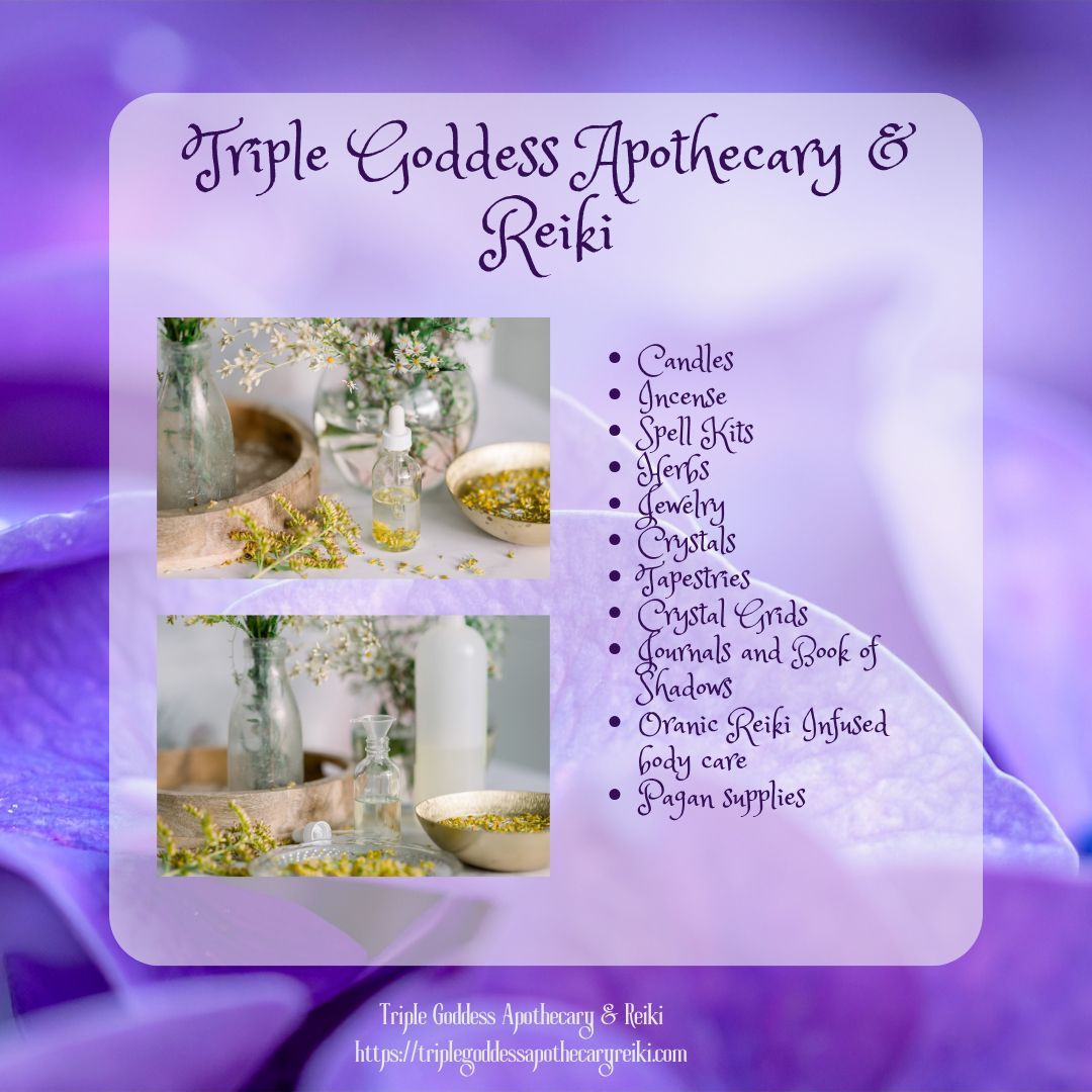 triplegoddessa1's tweet image. Triple Goddess Apothecary &amp;amp; Reiki  ~ Classes, candles, crystals, spells kits, tarot decks, and digital downloads Website: triplegoddessapothecaryreiki.com #triplegoddessapothecaryandreiki #crystals #tarot #candles