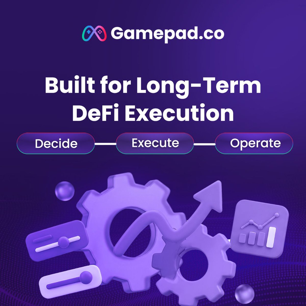 gamepad_co's tweet image. Built for Long-Term DeFi Execution
Decide. Execute. Operate.

GamePad.co powers DeFi with continuous AI &amp;amp; Agent-driven execution, dynamic risk control, and adaptive strategies. Protocols stay reliable, scalable, and evolve over time.

#GamePadco #DeFiInfra