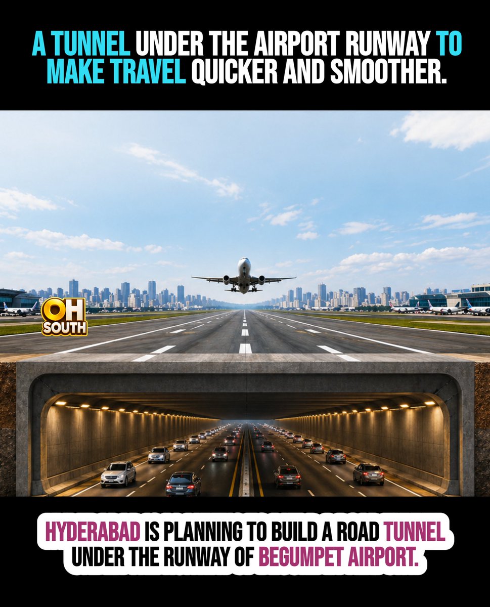 ohsouthindia's tweet image. Hyderabad is taking off—this time underground ✈️🚧
A smarter way to beat traffic, built right beneath the runway.
#Hyderabad #Infrastructure #SmartCity #UrbanDevelopment #FutureReady #TrafficSolution #IndiaGrowth #EngineeringMarvel #CityUpgrade