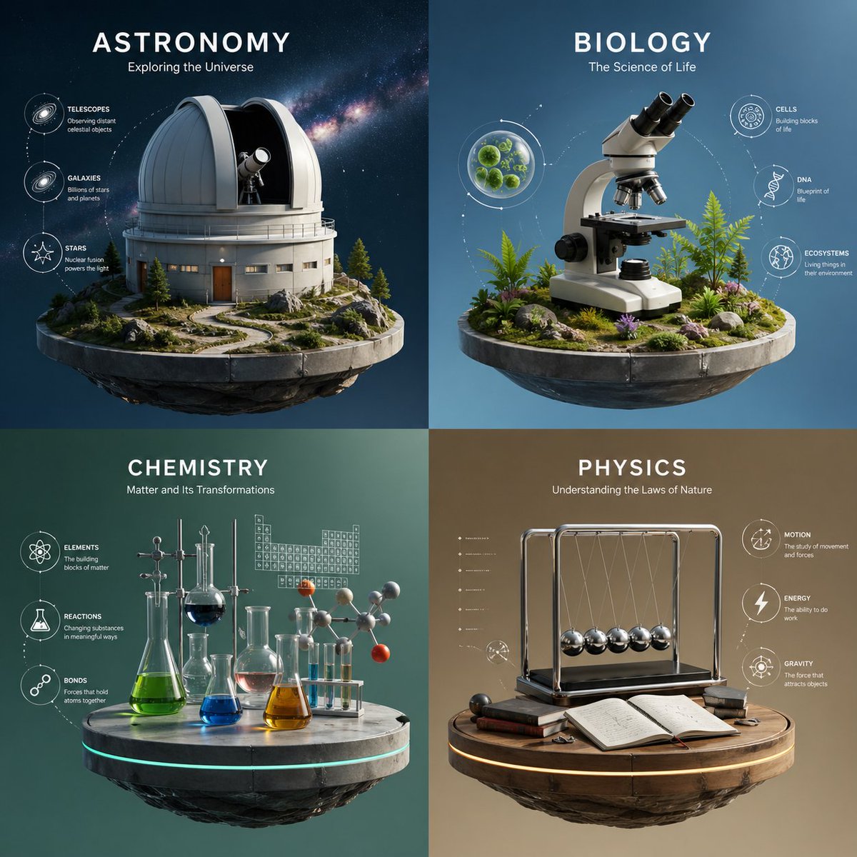 Four-Panel Science Concept Poster
