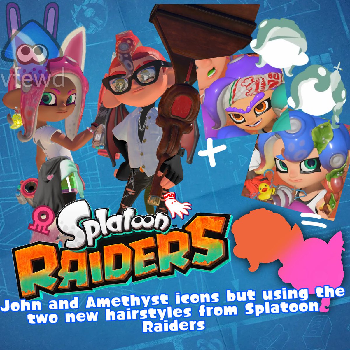 vfewd_Inkling's tweet image. Here my splat Oc’s John and Amethyst icons but using the two new hairstyles from #SplatoonRaiders #SplatoonOc #Splatoon