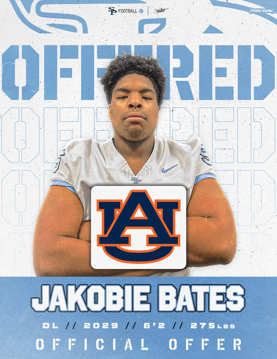 SpainParkFB's tweet image. Jag Nation… Congrats go out to our 29 DL Jakobie Bates for earning an offer from Auburn! Keep working to improve and the sky is the limit!
#SPFootball 
#Real