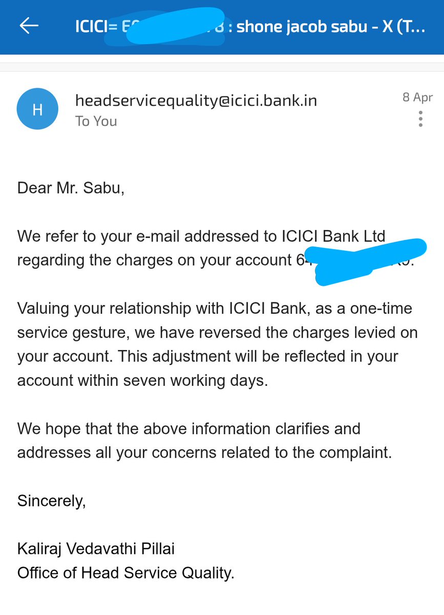 shonejs's tweet photo. @ICICIBank_Care @ICICIBank @RBI Dear @ICICIBank_Care your so called "one time service gesture" is still to arrive. https://t.co/whJGjw445J