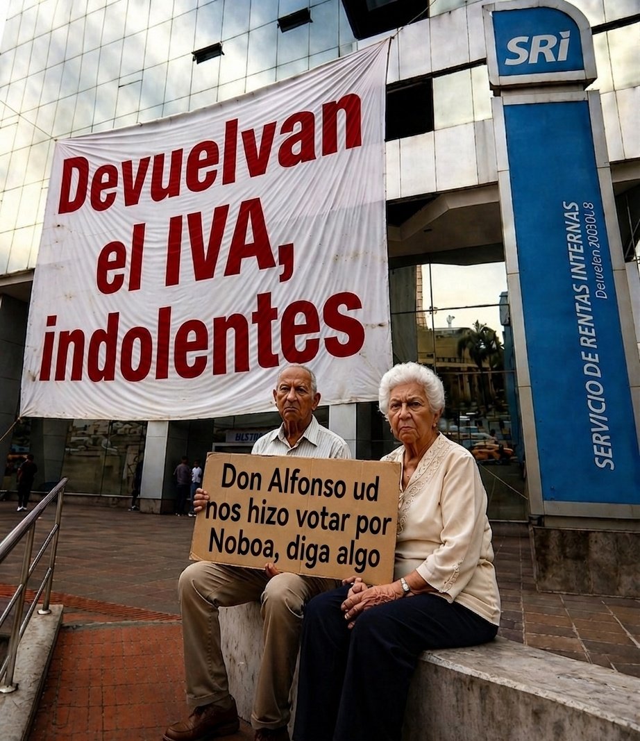 MachalaComunica's tweet photo. 6 MESES SIN RECIBIR LA DEVOLUCIÓN DEL IVA

¿Donde está Don Alfonso que incentivo a los adultos mayores a votar por Noboa?
Hasta cuándo adultos mayores y personas con discapacidad deben seguir esperando lo que es suyo. https://t.co/3Sp3xqUE2g